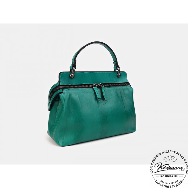 Женская кожаная сумка "Орнелла" (зелёная). фото 1